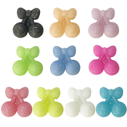 20Pcs Silicone 3D Focal Beads Cherry Glitter Solid Glow In The Dark 5