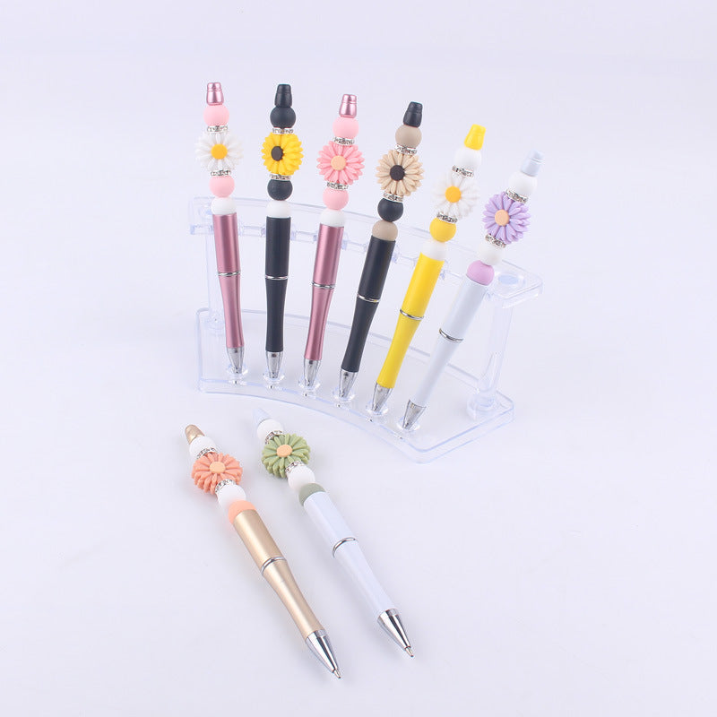 Daisy Flower Silicone Beaded Pens Ballpoint Novelty Handmade Gift 2