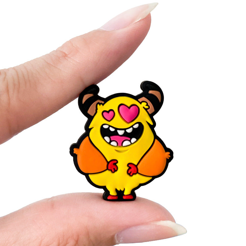 20Pcs Silicone Focal Beads Chicken Cow Cartoon Image Yellow Design 5