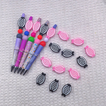 20Pcs Silicone Focal Beads Magic Mirror Oval with Bow Detail 3
