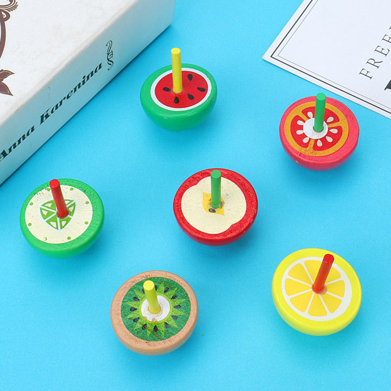 Wooden Fruit Small Spinning Top Toy Random Color 3