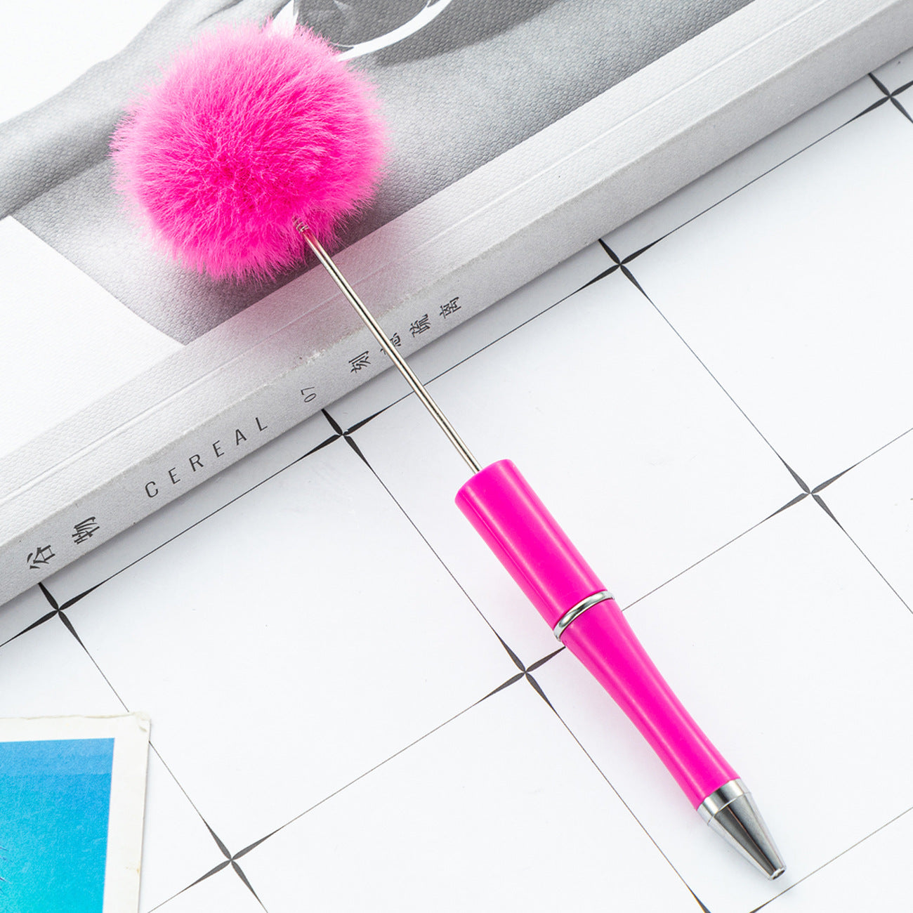 Plush Pom-pom Beadable Ballpoint Pens 15.5 x 0.8cm DIY Craft Supplies 9