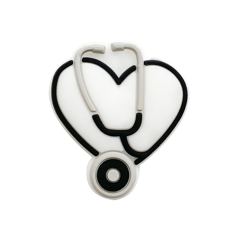 20pcs Silicone Focal Beads Stethoscope Heart Shape with Tube Detail 8