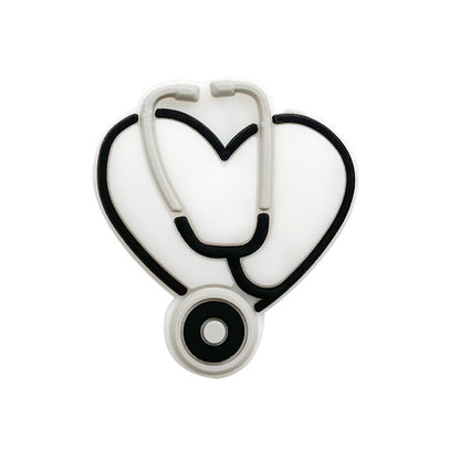 20pcs Silicone Focal Beads Stethoscope Heart Shape with Tube Detail 8