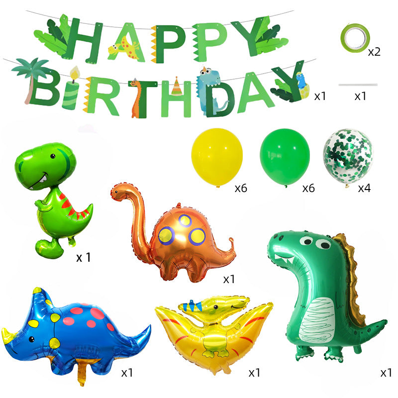 Cartoon Dinosaur Foil Balloon Set Children Birthday Party Decoration 2