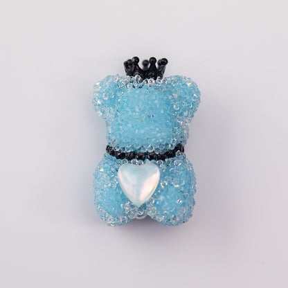 10pcs Sugar Crown Bear Rhinestone Focal Beads Large and Small 9