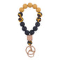Leopard Wood Octagonal Silicone Bead Wristlet Keychain 11