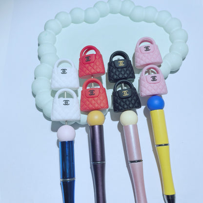 20pcs Silicone 3D Focal Beads Quilted Handbag Logo Detail 3