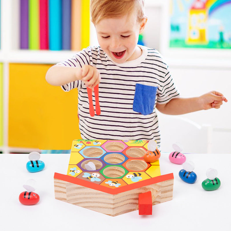 Wooden Montessori Toys Bee Catching Fine Motor Skills 20x18x4cm 2