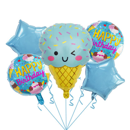 Cute Ice Cream and Candy Foil Balloon Set Birthday Party Decoration 5pcs 9