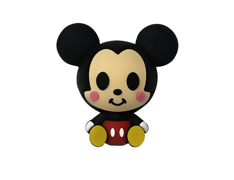 Silicone 3D Focal Beads Round Ear Mouse Character Sitting Pose