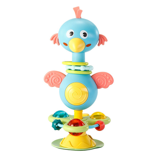 Bird Shaped Suction Cup Spinner Toy with Handbell for Babies