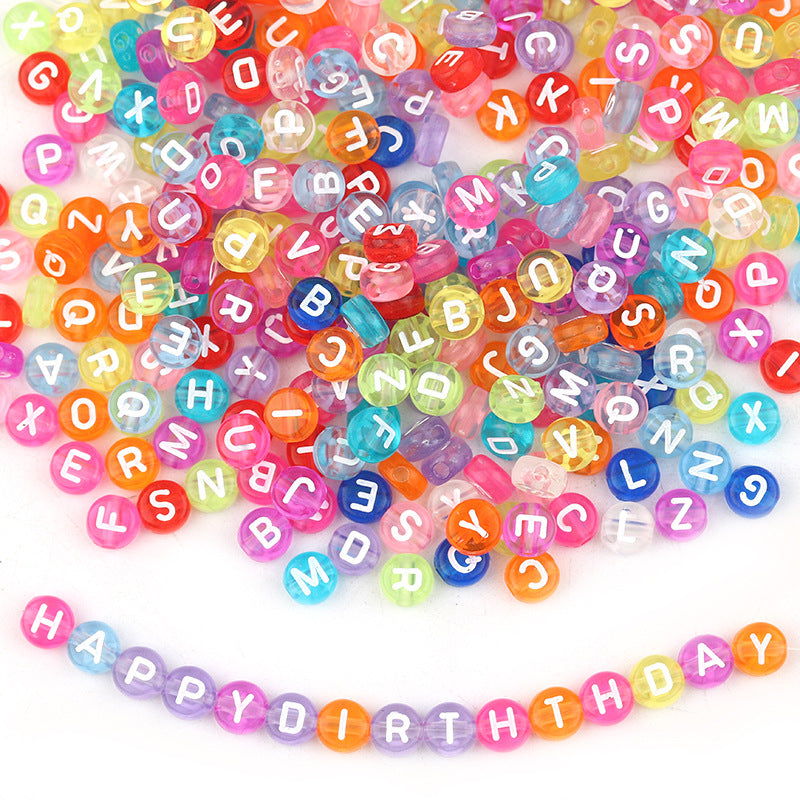 100pcs Letter Acrylic Beads Transparent Candy Color DIY Bracelet Making 2