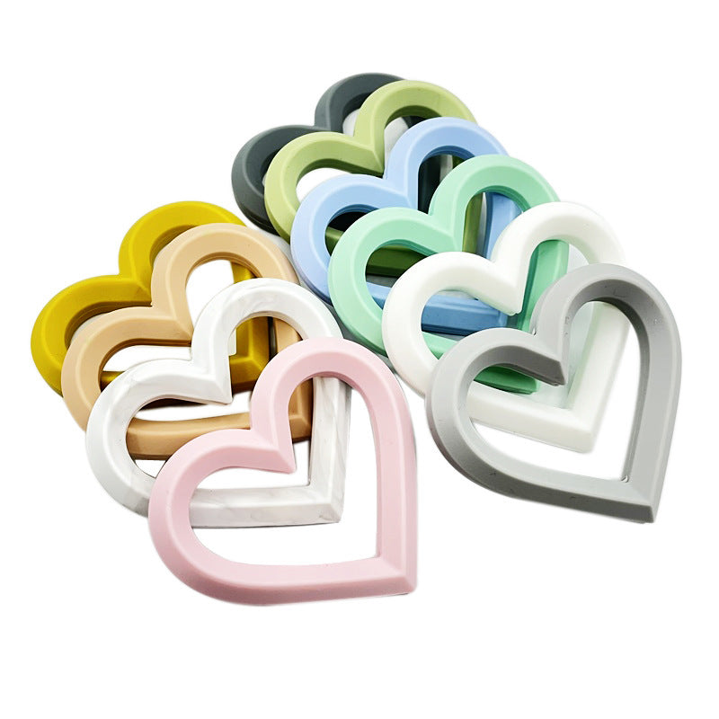 3Pcs 80mm Heart Silicone Beads Solid Color