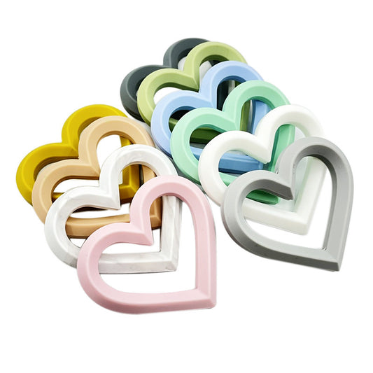 3Pcs 80mm Heart Silicone Beads Solid Color