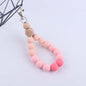 Contrast Wood Octagonal Silicone Bead Wristlet Keychain 6