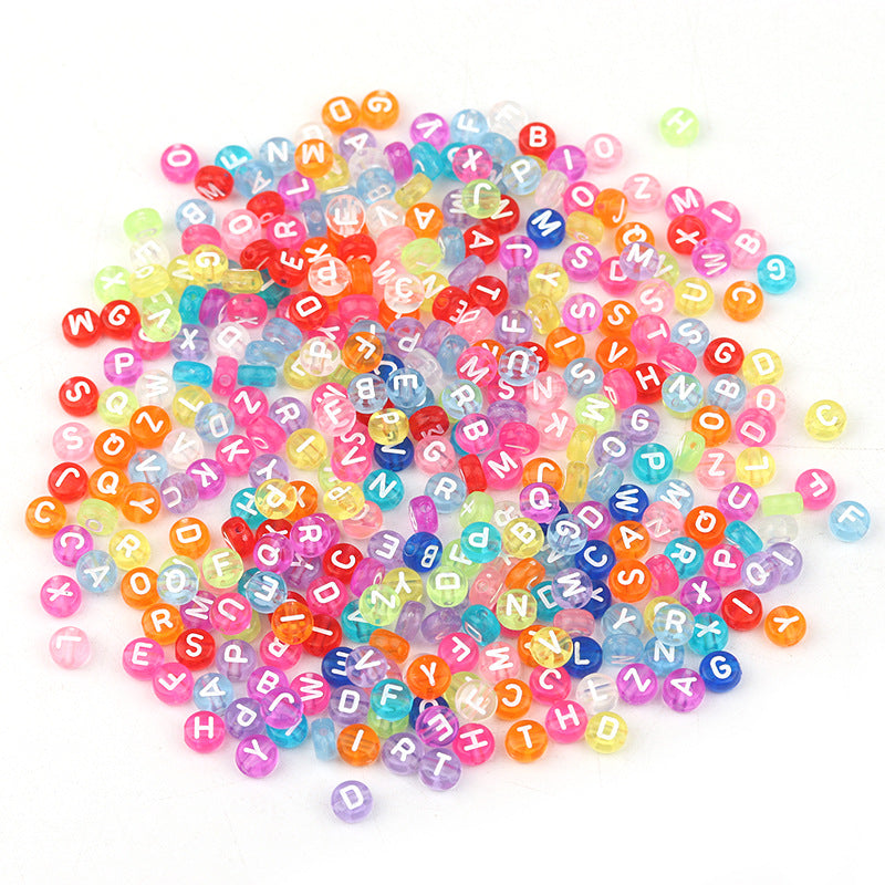 100pcs Letter Acrylic Beads Transparent Candy Color DIY Bracelet Making 3