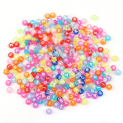 100pcs Letter Acrylic Beads Transparent Candy Color DIY Bracelet Making 3