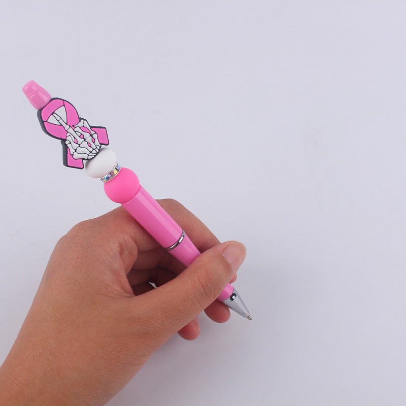 Pink Heart Silicone Beaded Pens Handmade Novelty Office School Gift 4