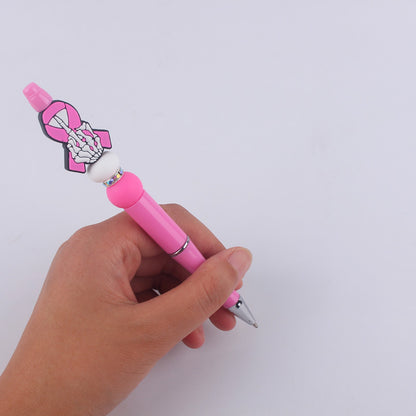Pink Heart Silicone Beaded Pens Handmade Novelty Office School Gift 4