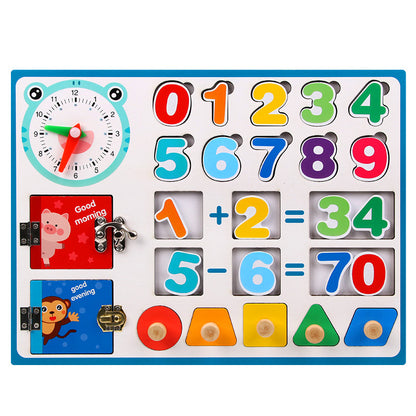 Wooden Montessori Toys Multi-Functional Baby Busy Board 30cm 5