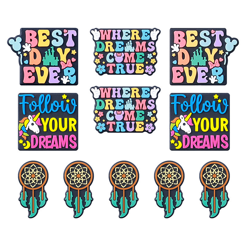 20Pcs Silicone Focal Beads Dream Catcher with Colorful Inspirational Texts
