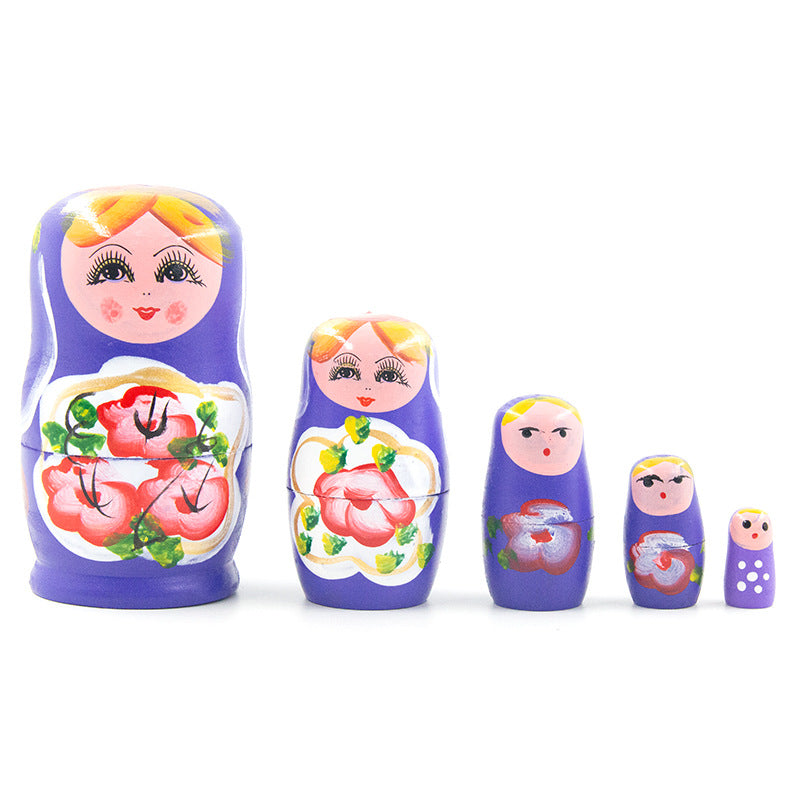 Wooden Russian Nesting Dolls Montessori Toy Set of 5 8