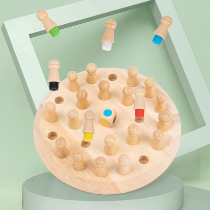 Wooden Memory Chess Educational Toy with Colored Dice 2