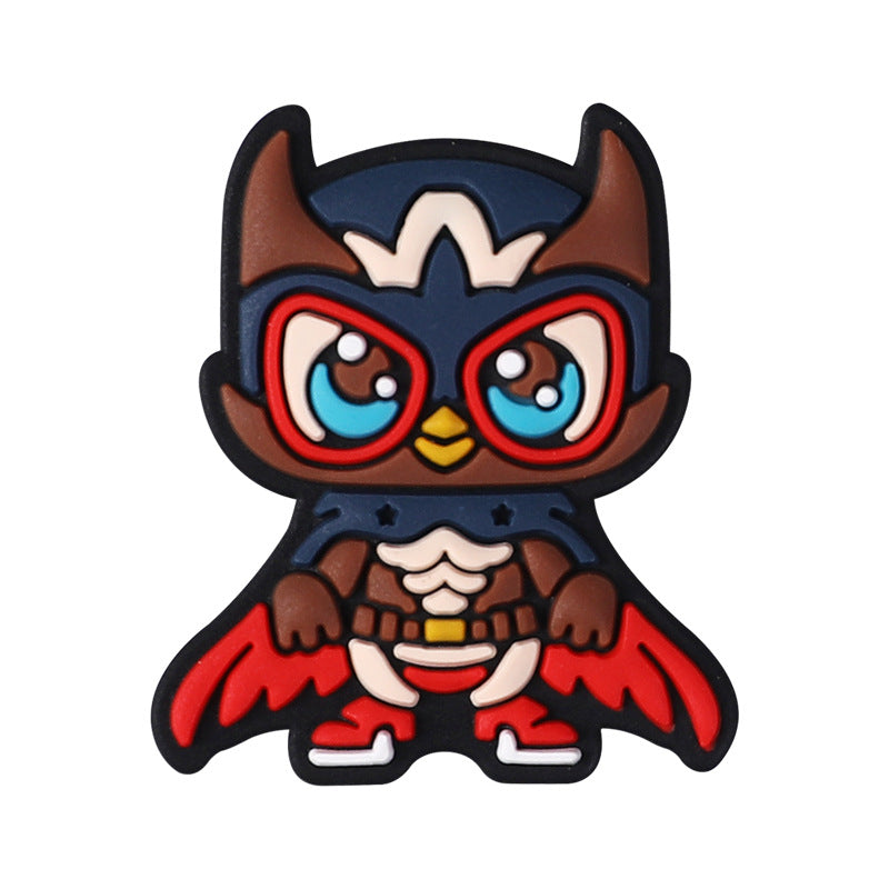 20Pcs Silicone Focal Beads Cartoon Owl Super Hero Front Facing 6