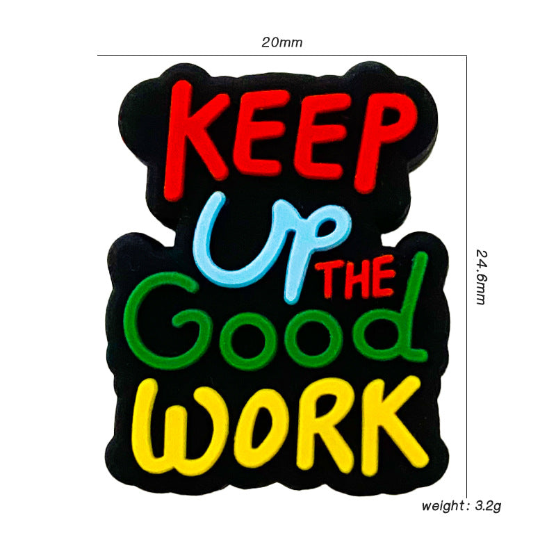 20pcs Silicone Focal Beads Motivational Quote Keep Up The Good Work