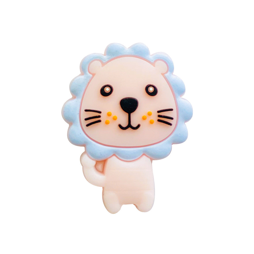 20pcs Silicone Focal Beads Lion Face with Mane Design 10