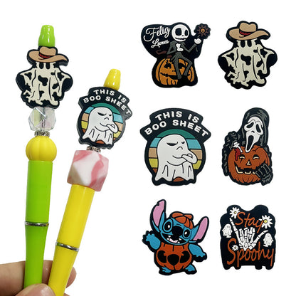 20Pcs Silicone Focal Beads Halloween Cartoon Ghost Pumpkin Designs