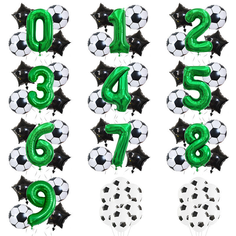 Green Digital Football Foil Balloon Set Birthday Party Decoration 2Set 32 Inch
