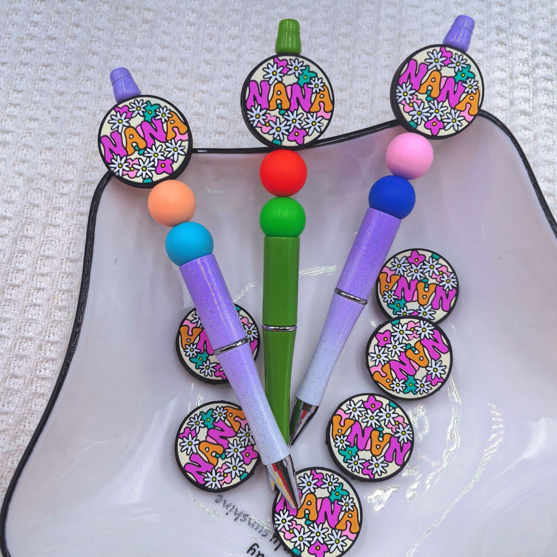 20Pcs Silicone Focal Beads Round Flower Nanan Design