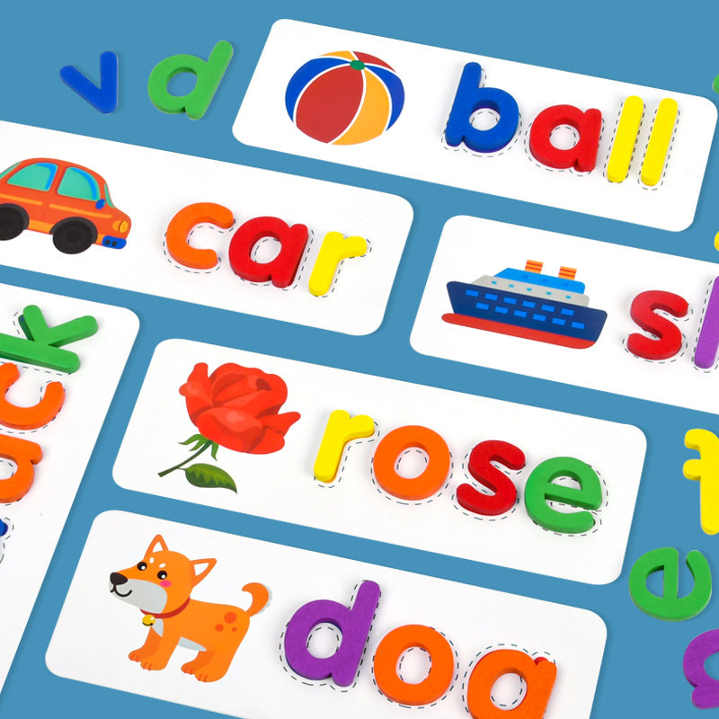 Wooden Montessori Toys English Letter Card Spelling Educational Toy 3