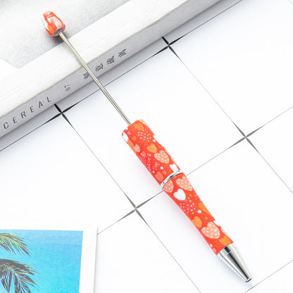 Valentine's Day Heart Print Beadable Ballpoint Pens 14.4cm DIY 35