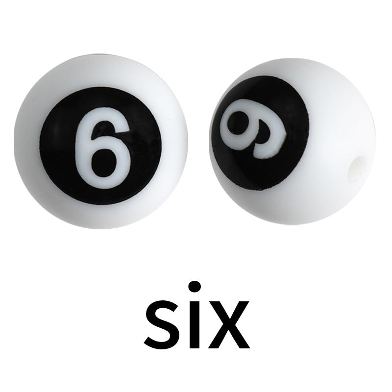 50pcs 15mm Silicone Number Beads Printed Design 12