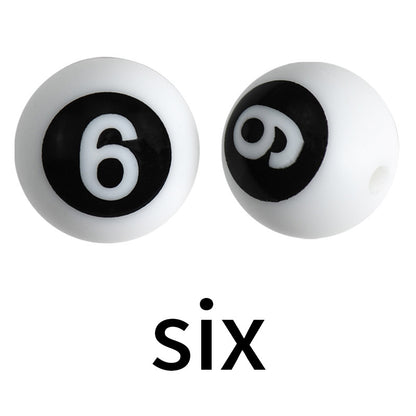 50pcs 15mm Silicone Number Beads Printed Design 12