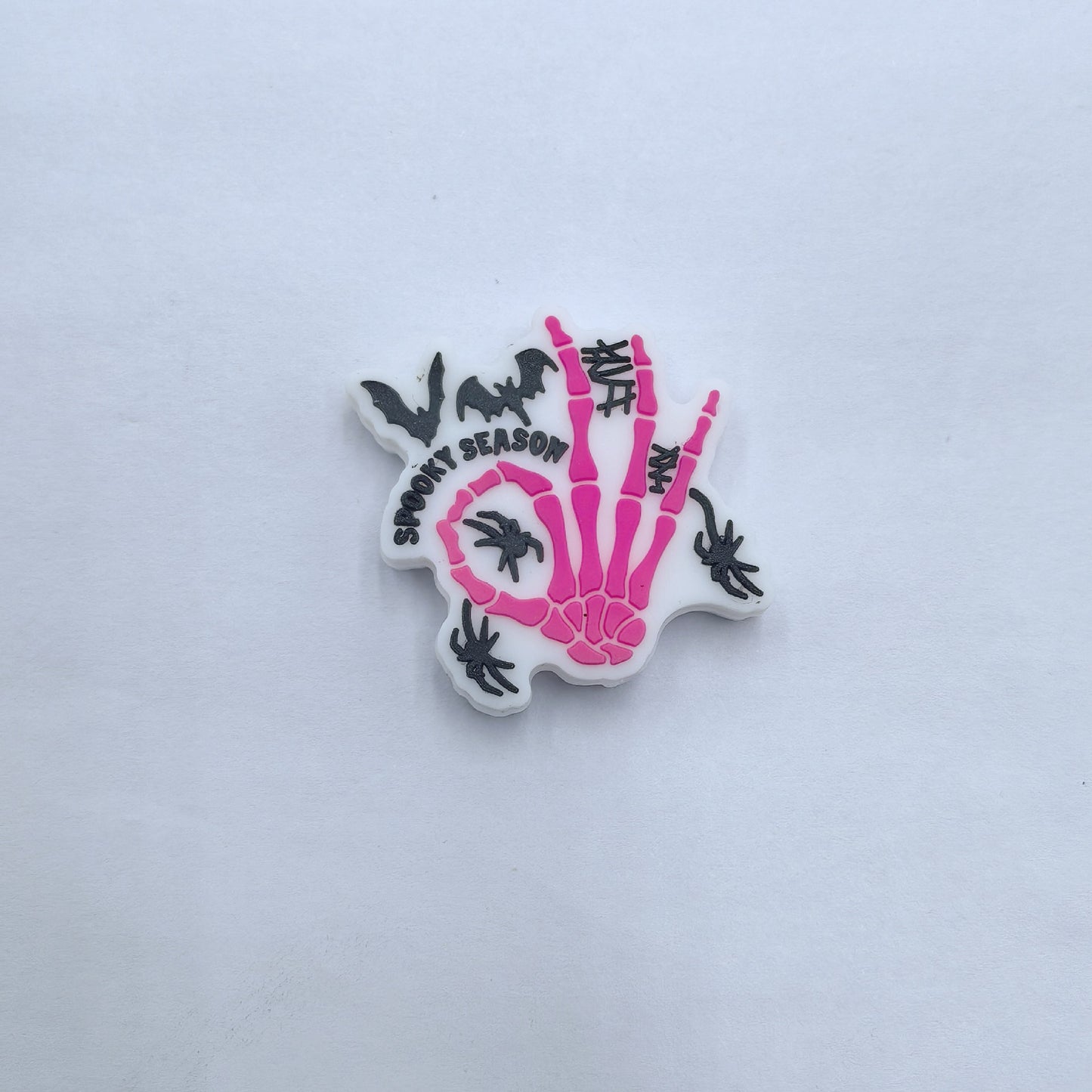 20Pcs Silicone Focal Beads Halloween Skeleton Hand Series Printed Text Design 8