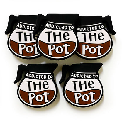 20Pcs Silicone Focal Beads Coffee Pot with Addicted to The Pot Text 4