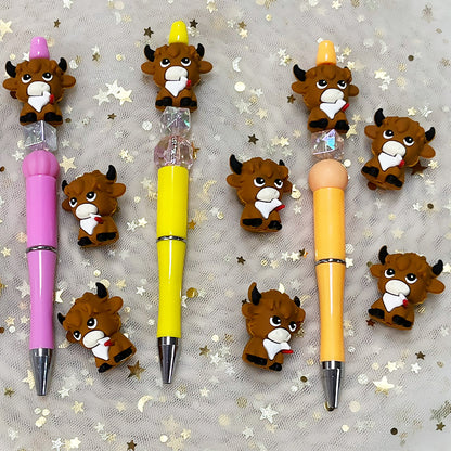 Silicone 3D Focal Beads Highland Cattle Front Facing 4
