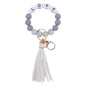 Letter LOVE Silicone Bead Wristlet Keychain PU Leather Tassel 7