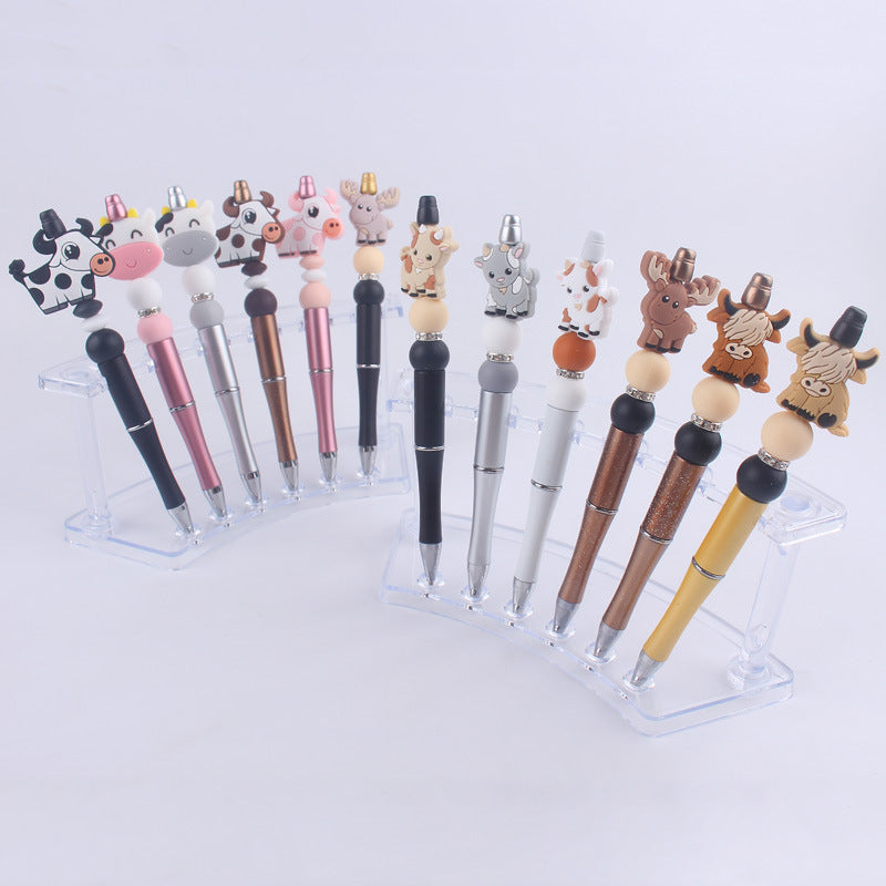 Cartoon Animal Silicone Beaded Pens Handmade Novelty Pen Gift