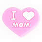 50pcs Silicone Focal Beads Love Heart Printed Text Design 9