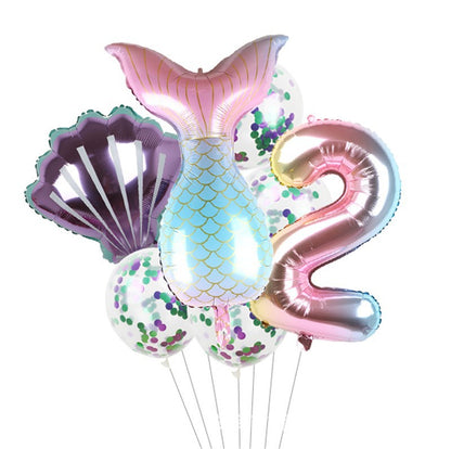 Mermaid Tail Foil Balloon Set Birthday Party Decoration 7Pcs 6