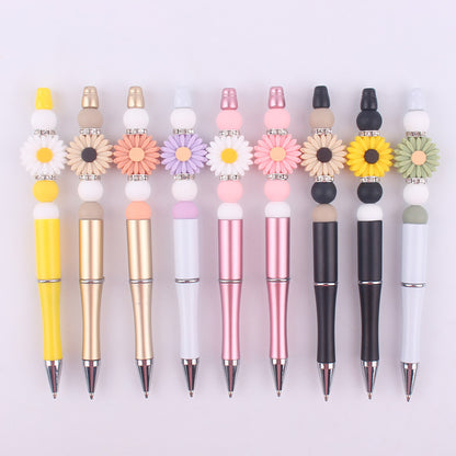 Daisy Flower Silicone Beaded Pens Ballpoint Novelty Handmade Gift