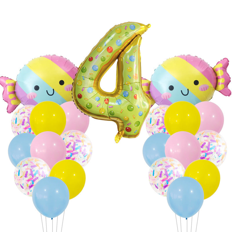 Candy Donuts Foil Balloon Set Party Decoration 1Set 7