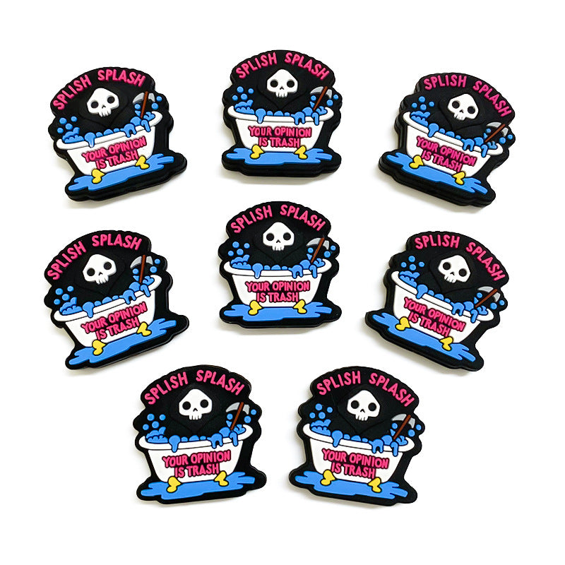 20Pcs Silicone Focal Beads Halloween Skeleton Bath Tub Design 2