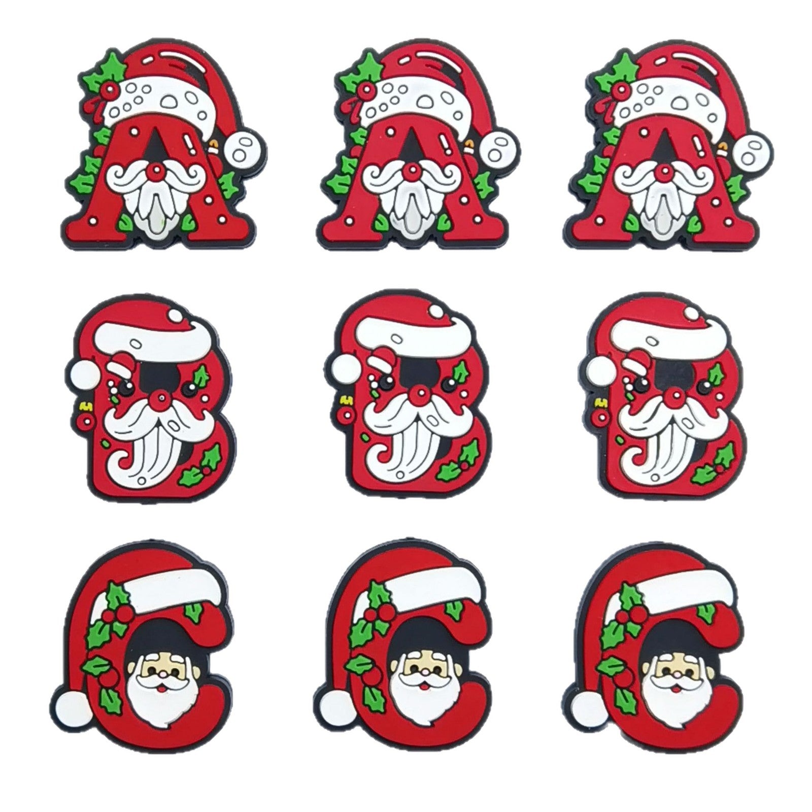 20Pcs Silicone Focal Beads Christmas ABC Santa Claus Hat Design