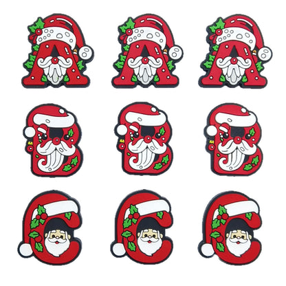 20Pcs Silicone Focal Beads Christmas ABC Santa Claus Hat Design